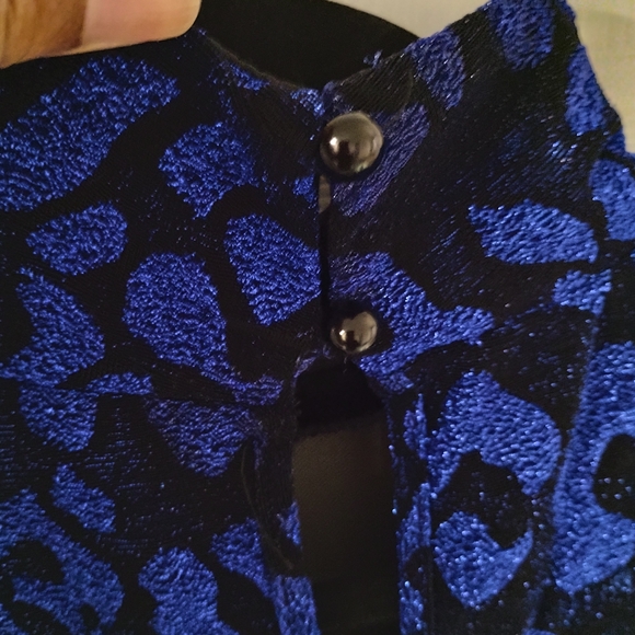 Elegant Blue and Black Women's Blouse - Picture 4 of 5